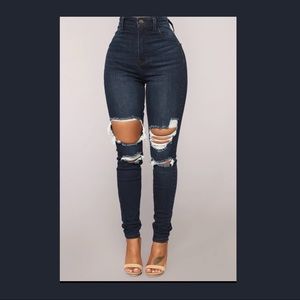 SIZE 1 Fashion Nova High Rise Distressed Jeans